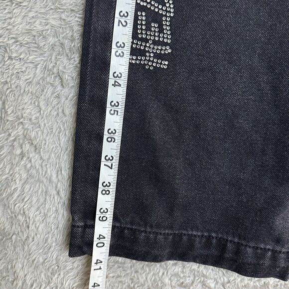 Forever 21 HelloKitty‎ Girls Jeans Rhinestone Logo Black 14Y Wide Leg Y2K Kawaii - Picture 6 of 11